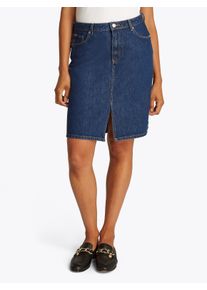 Jeansrock Tommy Hilfiger "DNM KNEE STRAIGHT SKIRT RW ACE", Damen, Gr. 36, blau (ace), Denim/Jeans, Obermaterial: 100% Baumwolle, unifarben, straight fit knielang, R&ouml;cke Jeansrock, mit Schlitz vorne, mit Nieten