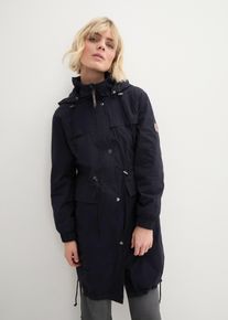 Langjacke bonprix, Damen, Gr. 52, schwarz, Web, Obermaterial: 97% Baumwolle, 3% Elasthan. Futter: 100% Polyester, unifarben, regular fit ca. Mitte Oberschenkel, mit Gummizug, Jacken Langjacke, in Trench-Optik, mit Kapuze und vielen tollen Details