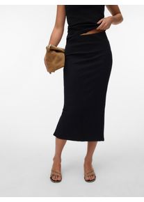 V&eacute;ro Moda Maxirock VERO MODA "VMRUBY NW ANKLE SKIRT JRS NOOS", Damen, Gr. M, schwarz, Rippware, Obermaterial: 93% Baumwolle, 7% Elasthan, unifarben, figurbetont lang, R&ouml;cke Maxirock, elastische Baumwollmischung, Gehschlitz