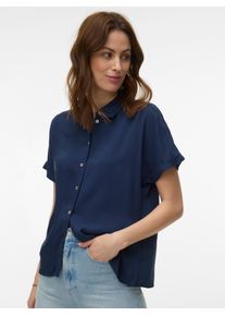 V&eacute;ro Moda Kurzarmbluse VERO MODA "VMALICE SS SHIRT WVN NOOS", Damen, Gr. L, navy blazer, Web, Obermaterial: 100% Viskose, unifarben, normal, Blusen Kurzarmbluse, Viskose
