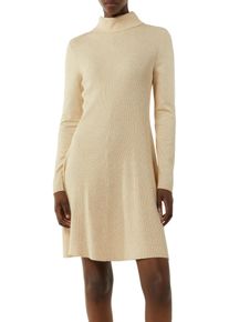 Strickkleid comma, Damen, Gr. 46, N-Gr, beige, Strick, Obermaterial: 72% Viskose, 28% Polyester, unifarben, regular fit lang, ohne Ausschnitt, Kleider Strickkleid, mit Rippstruktur