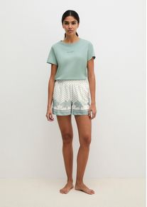 Marc O'Polo Schlafshorts MARC O'POLO "Mix N Match Cotton", Damen, Gr. XL (46), N-Gr, gray mist print, Single Jersey, Obermaterial: 100% Baumwolle, bequem kurz, Hosen Schlafshorts, mit floralem Print, Gummizug