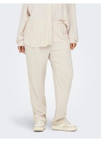 Schlupfhose Only CARMAKOMA "CARSIESTA HW PULL-UP LINEN BL PNT NOOS", Damen, Gr. 50, L&auml;nge 32, moonbeam, Web, Obermaterial: 80% Viskose, 20% Leinen, unifarben, gerade, Hosen Schlupfhose