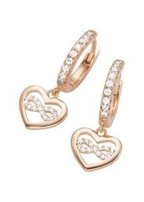 Paar Creolen Smart Jewel "Behang Herz mit Infinity - Zeichen, Zirkonia Steine, Silber 925", rosa (ros&eacute; vergoldet), Ohrringe, Damen, Silber 925 (Sterlingsilber)