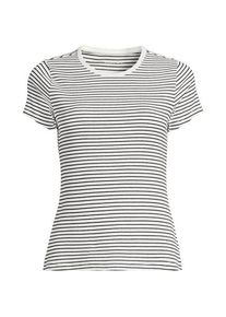LANDS' END Rippshirt mit kurzen &Auml;rmeln, Damen,  Wei&szlig;, Elasthan/Baumwoll-Mischung, by Lands' End