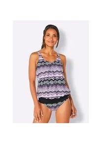 Tankini-Top feel good, Damen, Gr. 46, Cup C, lila (violett, schwarz, bedruckt), Elasthan, Polyamid, Bikini-Oberteile