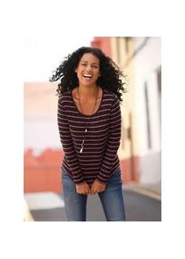 T-Shirt Casual Looks "Shirt", Damen, Gr. 48, orange (terra, schwarz, geringelt), 50% Baumwolle, 50% Modal, gemustert, gestreift, mehrfarbig, Rundhals, Shirts T-Shirt