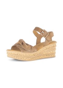 Keilsandalette Gabor, Damen, Gr. 35, nussbraun, Ziegenveloursleder, Schuhe Keilsandalette, Plateau, Riemchensandale Sommerschuh mit ZIerschleife