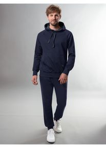 Jogginganzug TRIGEMA "TRIGEMA Jogginganzug aus Biobaumwolle", Herren, Gr. S, blau (navy), Single Jersey, 75% Baumwolle (Biobaumwolle kbA), 25% Baumwolle (recycelt), Sportanz&uuml;ge Jogginganzug