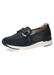 Slipper Caprice, Damen, Gr. 41, blau (dunkelblau kombiniert), Leder, Textil, Schuhe Slipper, Slip-on Sneaker, Freizeitschuh, Schlupfschuh mit Zierschnalle