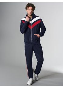 Freizeitanzug TRIGEMA "TRIGEMA Jogginganzug im sportlichen Look", Herren, Gr. L, blau (navy), Sweatware, 70% Baumwolle, 30% Polyester, Sportanz&uuml;ge Freizeitanzug