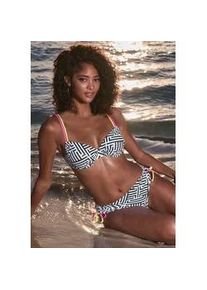 B&uuml;gel-Bikini-Top Buffalo "Gioletta", Damen, Gr. 40, Cup F, schwarz-wei&szlig; (schwarz, wei&szlig;), Obermaterial: 83% Polyamid, 17% Elasthan. Futter: 100% Polyester, bedruckt, gemustert, Bikini-Oberteile, mit modischen Kontrasttr&auml;gern