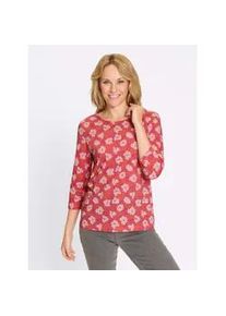 3/4-Arm-Shirt Classic Basics "3/4-Arm-Shirt", Damen, Gr. 38, grapefruit, hortensie, bedruckt, 100% Baumwolle, gebl&uuml;mt, gemustert, mehrfarbig, Rundhals, Shirts 3/4-Arm-Shirt