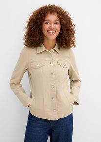 bonprix Twill-Jacke, beige, Gr.42, Attraktive Jacke mit Teilungsn&auml;hten, 97% Baumwolle