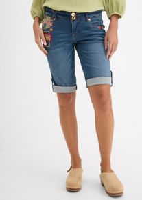 bonprix Jeans-Shorts, blau, Gr.48, Stylishe Shorts mit kontrastfarbigen N&auml;hten, 98% Baumwolle (organic)