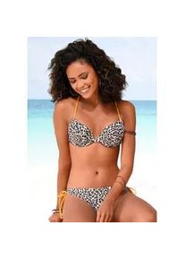 Push-Up-Bikini-Top Buffalo "Kitty", Damen, Gr. 40, Cup B, braun (braun, bedruckt), Polyamid, kontrastfarbene Details, Bikini-Oberteile, mit kontrastfarbenen Tr&auml;gern