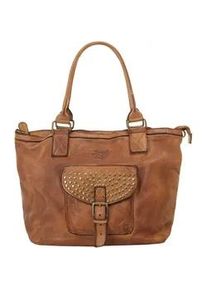 Shopper Samantha Look, Damen, Gr. B/H/T: 40cm x 26cm x 14cm onesize, braun (cognac), Leder, vintage, Taschen Shopper, echt Leder, Made in Italy