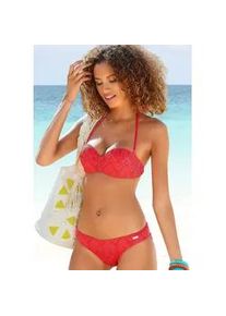 B&uuml;gel-Bandeau-Bikini Buffalo "Romance", Damen, Gr. 38, Cup E, rot, Polyamid, strukturiert, unifarben, Bikini-Sets, aus Strukturware
