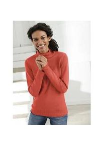 Rollkragenpullover Casual Looks "Pullover", Damen, Gr. 54, rot (rostrot), 50% Baumwolle, 50% Polyacryl, meliert, unifarben, figurumspielend, Pullover Rollkragenpullover