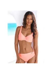 B&uuml;gel-Bikini Lascana, Damen, Gr. 44, Cup D, rot (lachs), Polyamid, unifarben, Bikini-Sets B&uuml;gel-Bikini, mit seitlich geraffter Bikinihose, Topseller