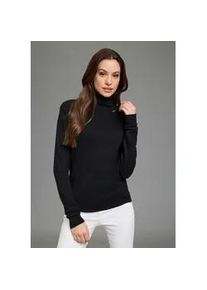 Rollkragenpullover Bruno Banani, Damen, Gr. 32/34, schwarz, Feinstrick, Obermaterial: 70% Viskose, 30% Polyamid, clean, unifarben, Basic, figurbetont h&uuml;ftlang, hoch geschlossener Ausschnitt, Rippb&uuml;ndchen, Pullover Pullover Rollkragenpullover, mit Metalllogo