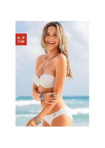B&uuml;gel-Bandeau-Bikini Buffalo "Romance", Damen, Gr. 34, Cup D, beige (creme), Polyamid, strukturiert, unifarben, Bikini-Sets, aus Strukturware
