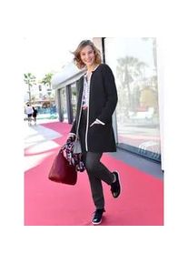 CR&Eacute;ATION L Strickjacke CREATION L, Damen, Gr. 50, schwarz-wei&szlig; (schwarz, ecru), 47% Baumwolle, 47% Polyacryl, 6% Polyamid, unifarben, figurumspielend, Strickjacken Strickjacke