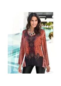 Zipfelshirt Inspirationen "Shirt", Damen, Gr. 40, orange (schwarz, rost, gemustert), 95% Viskose, 5% Elasthan, bedruckt, gemustert, mehrfarbig, Rundhals, Shirts