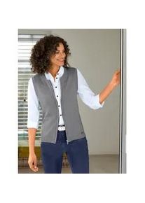 Strickweste Casual Looks, Damen, Gr. 54, grau (grau, meliert), 50% Baumwolle, 50% Polyacryl, unifarben, Westen Strickweste