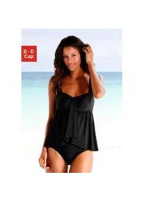 Badeanzug Lascana, Damen, Gr. 38, Cup B, schwarz, Polyamid, unifarben, Badeanz&uuml;ge Badeanzug, mit gerafftem Oberteil und Shaping-Effekt