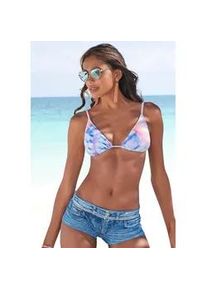 Bikini-Hotpants Kangaroos "Patty", Damen, Gr. 44, N-Gr, blau (jeansblau), Polyamid, bedruckt, Badehosen, mit recyceltem Polyamid