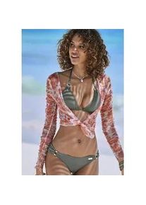 Bikini-Hose Lascana "Italy", Damen, Gr. 42, N-Gr, gr&uuml;n (oliv), Microfaser, Microfaser, Polyamid, unifarben, Badehosen Bikini-Hose, mit seitlichen Zierringen