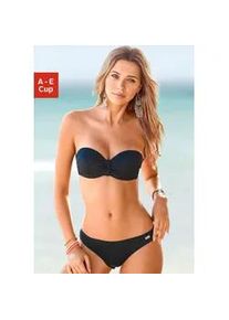 B&uuml;gel-Bandeau-Bikini Buffalo "Romance", Damen, Gr. 32, Cup A, schwarz, Polyamid, strukturiert, unifarben, Bikini-Sets, aus Strukturware