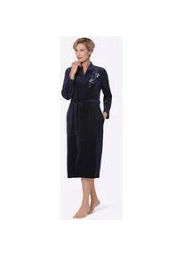 Morgenmantel Miss Ulrike, Damen, Gr. 40/42, blau (marine), Baumwoll-Mix, unifarben, Langform, Hausm&auml;ntel