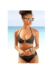 Triangel-Bikini JETTE, Damen, Gr. 38, Cup A/B, schwarz, Polyamid, Glitzerf&auml;den, Bikini-Sets Triangel-Bikini, mit edlen Zierringen
