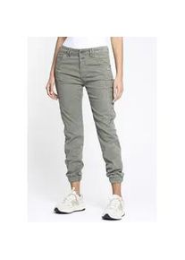 Cargohose Gang "94RAFFAELA CARGO", Damen, Gr. 28, N-Gr, gr&uuml;n (gr&uuml;n thyme old), Web, Obermaterial: 64% Lyocell, 32% Baumwolle, 4% Elasthan, unifarben, slim fit lang, Hosen Cargohose, mit 2-Knopf Verschluss, Topseller