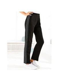 Homewearpants, Damen, Gr. 50, Normalgr&ouml;&szlig;en, schwarz, 100% Baumwolle, gemustert, unifarben, lang, Hosen