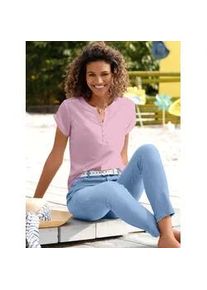 Kurzarmbluse Casual Looks, Damen, Gr. 36, rosa (hellros&eacute;), 100% Baumwolle, unifarben, Rundhals, Blusen