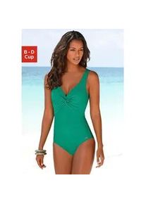 Badeanzug Lascana, Damen, Gr. 44, Cup B, blau (petrol), Polyamid, unifarben, Badeanz&uuml;ge Badeanzug, mit Shaping-Einsatz vorn, eingearbeitete Softcups, mit Raffungen
