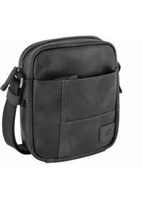 Umh&auml;ngetasche Camel Active "Laos", Damen, Gr. B/H/T: 18,5cm x 23cm x 7cm, schwarz, Polyurethan, Polyurethan (PU), Retro, beschichtet, kontrastfarbene Details, leichte Abriebeffekte, Taschen Umh&auml;ngetasche, praktisch funktionaler Alltagsbegleiter mit vielen sportlichen Details