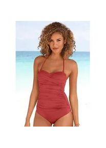 Badeanzug Lascana, Damen, Gr. 40, Cup B, rot (rostrot), Microfaser, Polyamid, unifarben, Badeanz&uuml;ge Badeanzug, in Bandeau-Optik