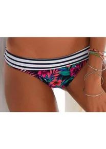 Bikini-Hose Venice Beach "Summer", Damen, Gr. 40, N-Gr, blau (marine, bedruckt), Polyamid, Xtra Life LYCRA, floral, Badehosen Bikini-Hose, mit Umschlagbund