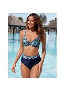 Balconette-Bikini feel good, Damen, Gr. 52, Cup E, bunt (marine, smaragd, bedruckt), Elasthan, Polyamid, Bikini-Sets Balconette-Bikini