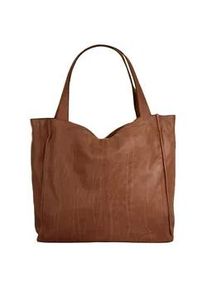 Shopper Samantha Look, Damen, Gr. B/H/T: 35cm x 35cm x 9cm onesize, braun (cognac), Leder, leicht gl&auml;nzend, unifarben, Taschen Shopper, echt Leder, Made in Italy