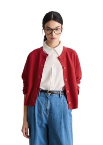 Marc O'Polo Cardigan MARC O'POLO DENIM, Damen, Gr. L, carmine rot, Strick, Obermaterial: 100% Baumwolle, relaxed fit normal, Rundhals, Rippb&uuml;ndchen, Strickjacken Cardigan, relaxed fit aus kompaktem Baumwollgarn