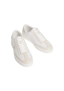 Plateausneaker Calvin Klein "LOW PRO CUPS WT CANV MG", Damen, Gr. 40, wei&szlig;, ecru, Textil, unifarben mit Farbeinsatz, Schuhe Plateausneaker, Schn&uuml;rschuh, Halbschuh, Freizeitsneaker mit seitlichem CK-Logo