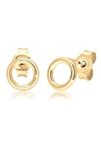 Paar Ohrstecker Elli Premium "Ohrringe Stecker Kreis Geo Basic Minimal 585 Gelbgold Rond", gold, Ohrringe, Damen, ohne Stein, Gelbgold 585, Paar Ohrstecker