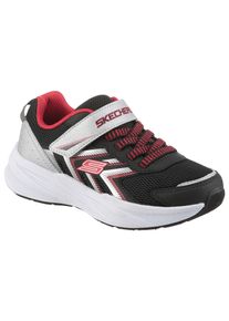 Sneaker Skechers "MICROSPEC TREAD", Jungen, Gr. 35, silber (schwarz, silberfarben), Lederimitat, Textil, Mesh, kontrastfarbene Details, Schuhe Sneaker, Freizeitschuh mit Klettverschluss, Gr&ouml;&szlig;enschablone zum Download