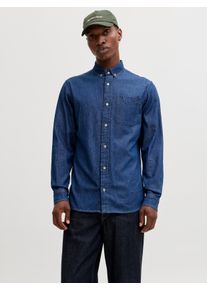 Jack & Jones Jeanshemd JACK & JONES "JJEBROOK JJOXFORD SHIRT AKM 990 NOOS", Damen, Gr. S, N-Gr, blau denim pack:mid blau, Denim/Jeans, Obermaterial: 100% Baumwolle, unifarben, normal, Hemden Jeanshemd