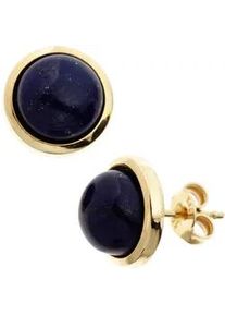 Paar Ohrstecker Jobo, gelb (gelbgold 585), Ohrringe, Damen, 10,4mm, Gelbgold 585, rund 585 Gold mit Lapislazuli